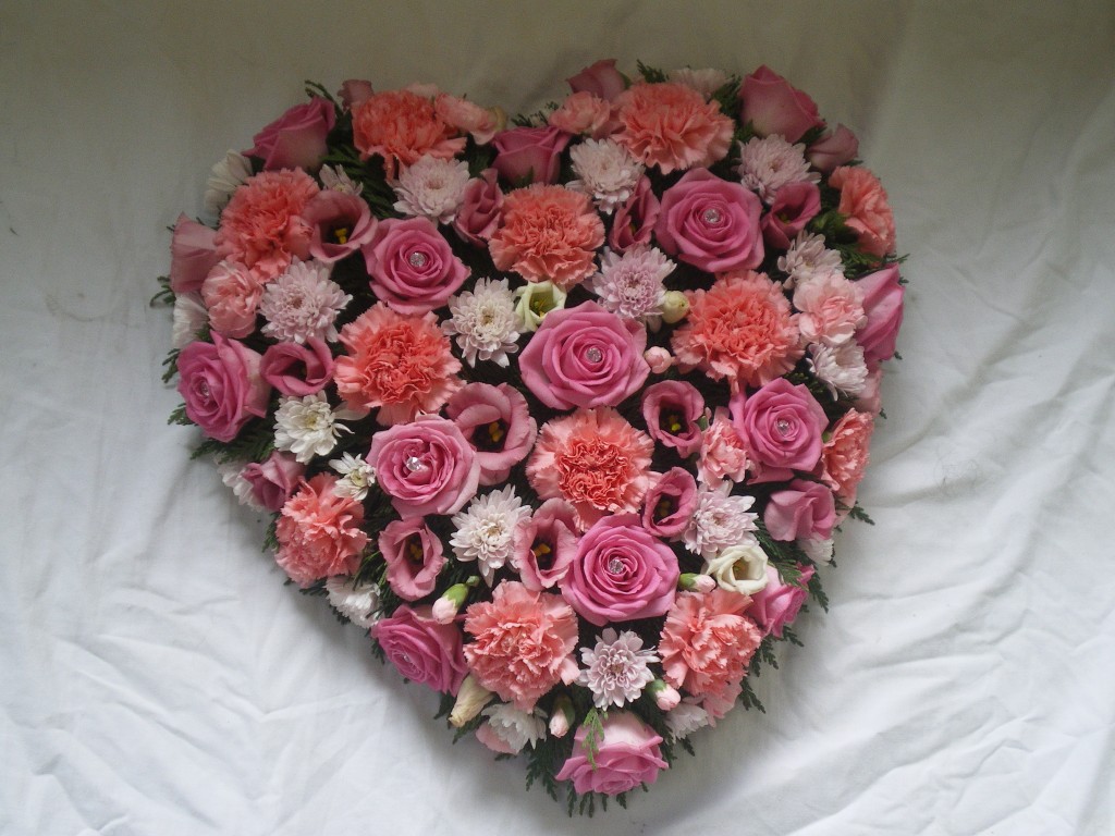 Loose Pink Heart, Funerals, Fresh Flowers, Radcliffe Florist