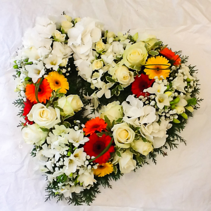 Open heart white with a splash of colour, Radcliffe Florist, Flowers
