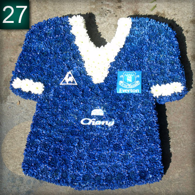 Everton Shirt 2009 made from flowers, Radcliffe Florist, Funeral