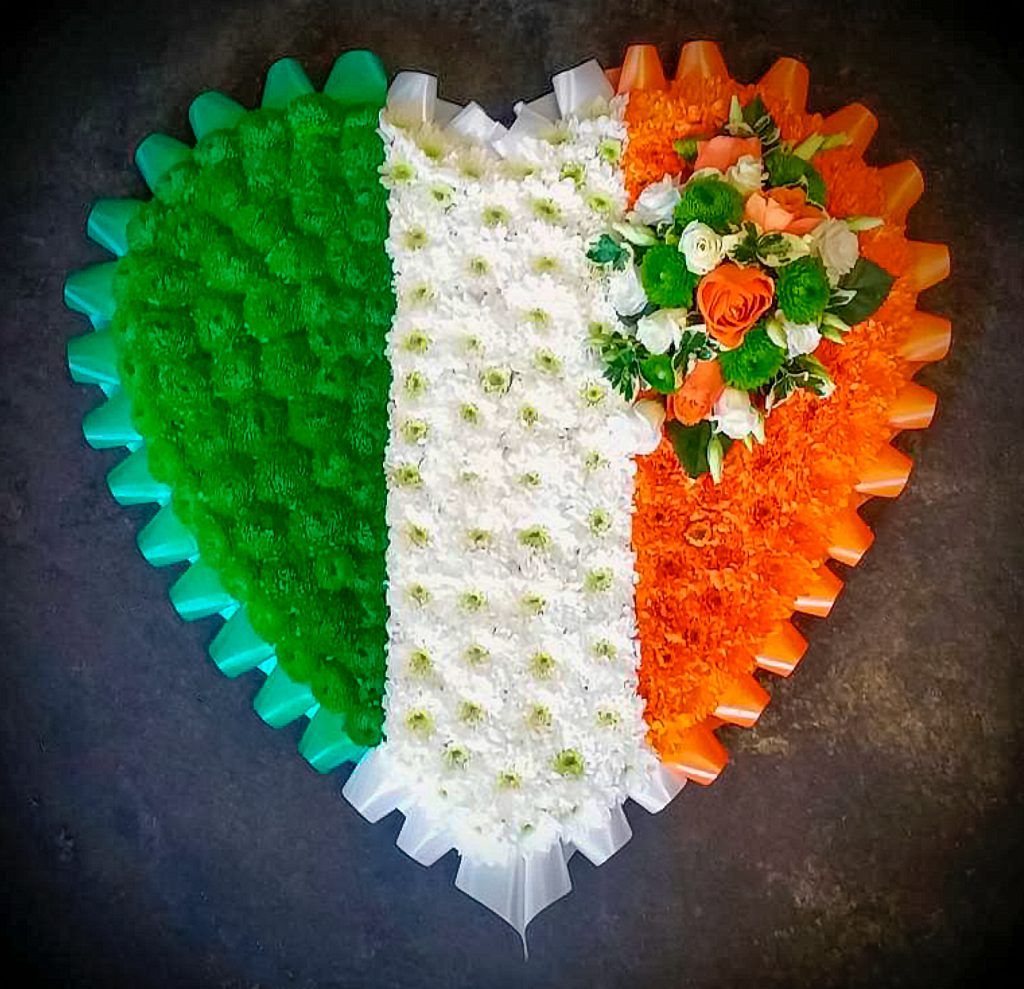 Blocked Heart Irish colours, Flag, Funeral, Florist, Radcliffe, Flowers