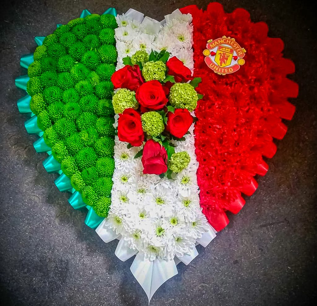 Blocked Heart Italian Flag, Radcliffe Florist, Funeral, Fresh Flowers