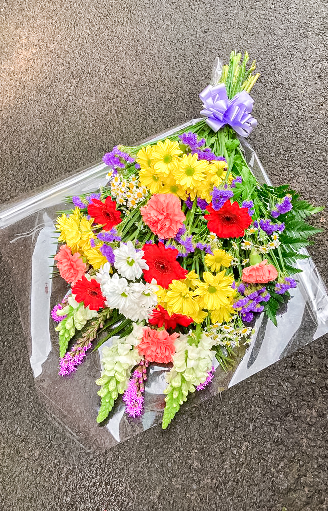 2 Cellophane Spray Mixed Colours, Radcliffe Florist, Fresh Flowers