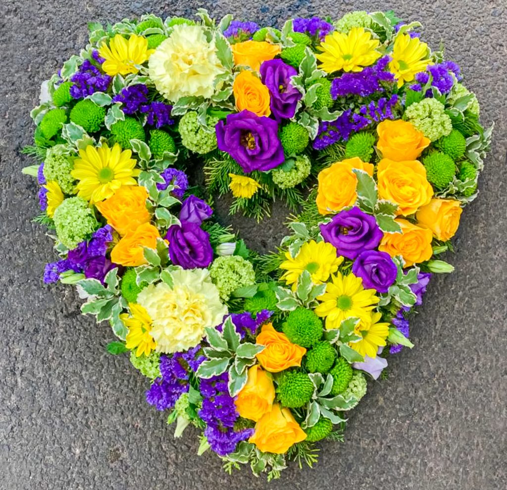 Loose Solid Heart Purple Yellow Green, Radcliffe Florist, Flowers